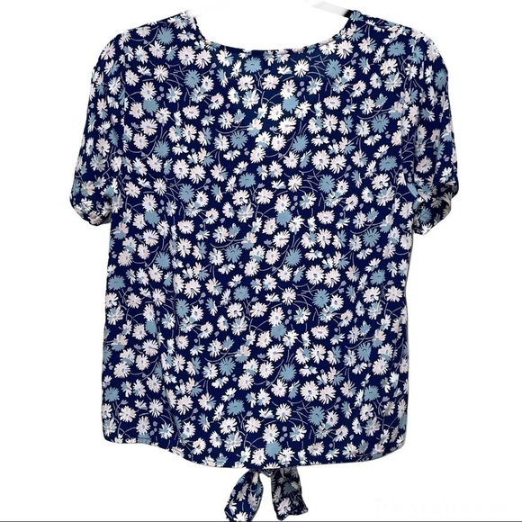 Madewell Blue Novel Tie-Front Top in French Floral Extra Small XS - Picture 2 of 7
